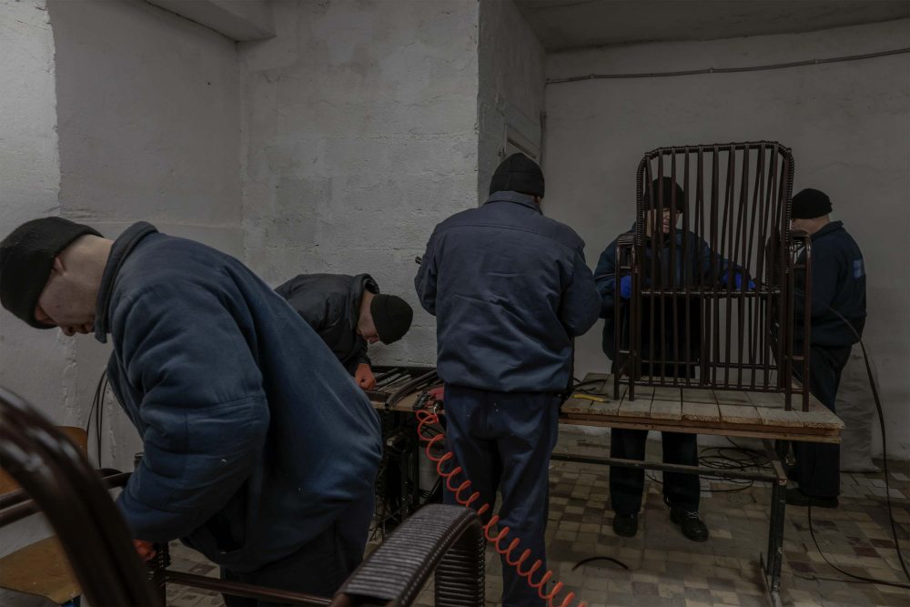 Russian prisoners of war during forced labor within the dedicated prison near Lviv, Western Ukraine, on February 28th, 2023.